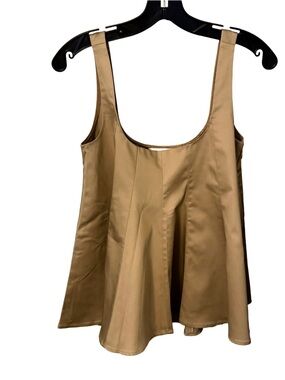 Club Monaco Wide Neck Tank Cotton Blend Swing Blouse Khaki Color Size M NWT